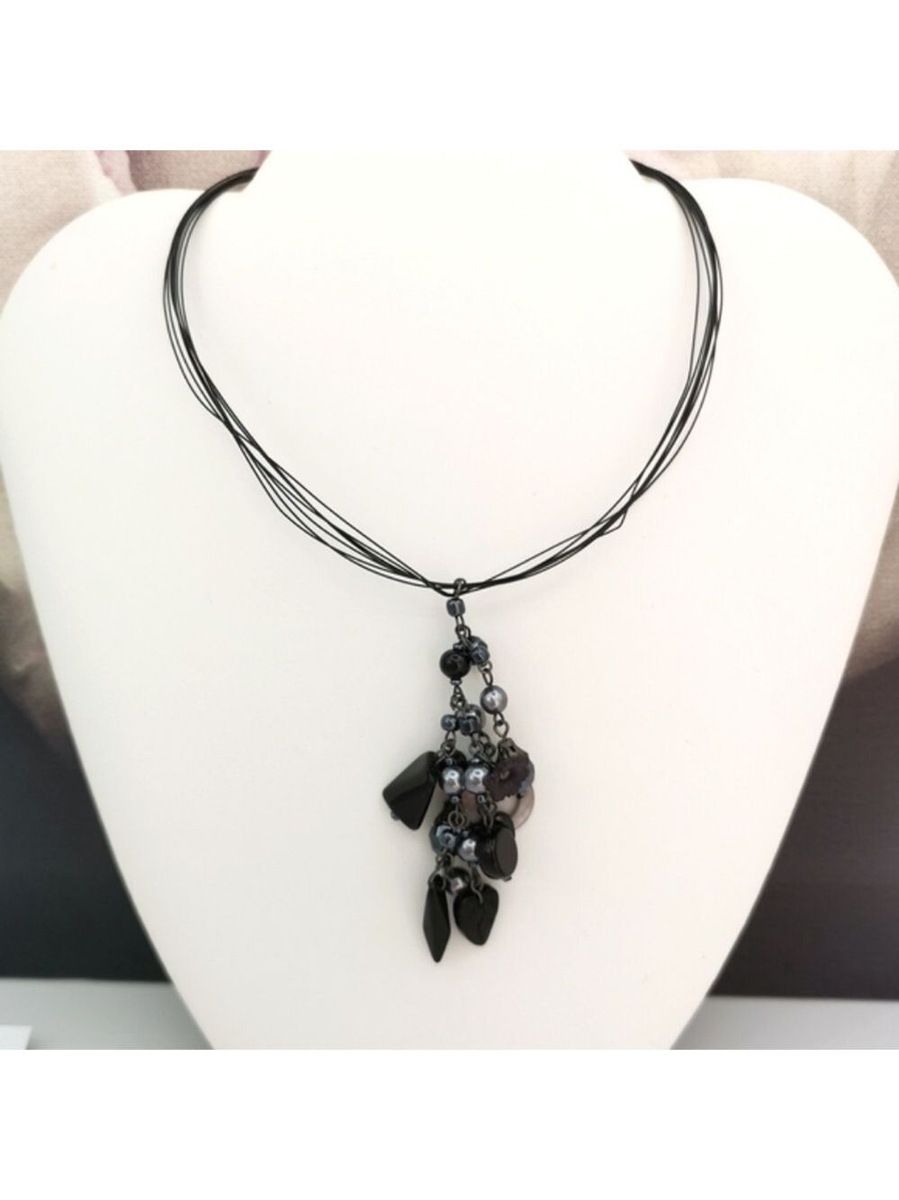 Elegant Black and Silver Charm Necklace